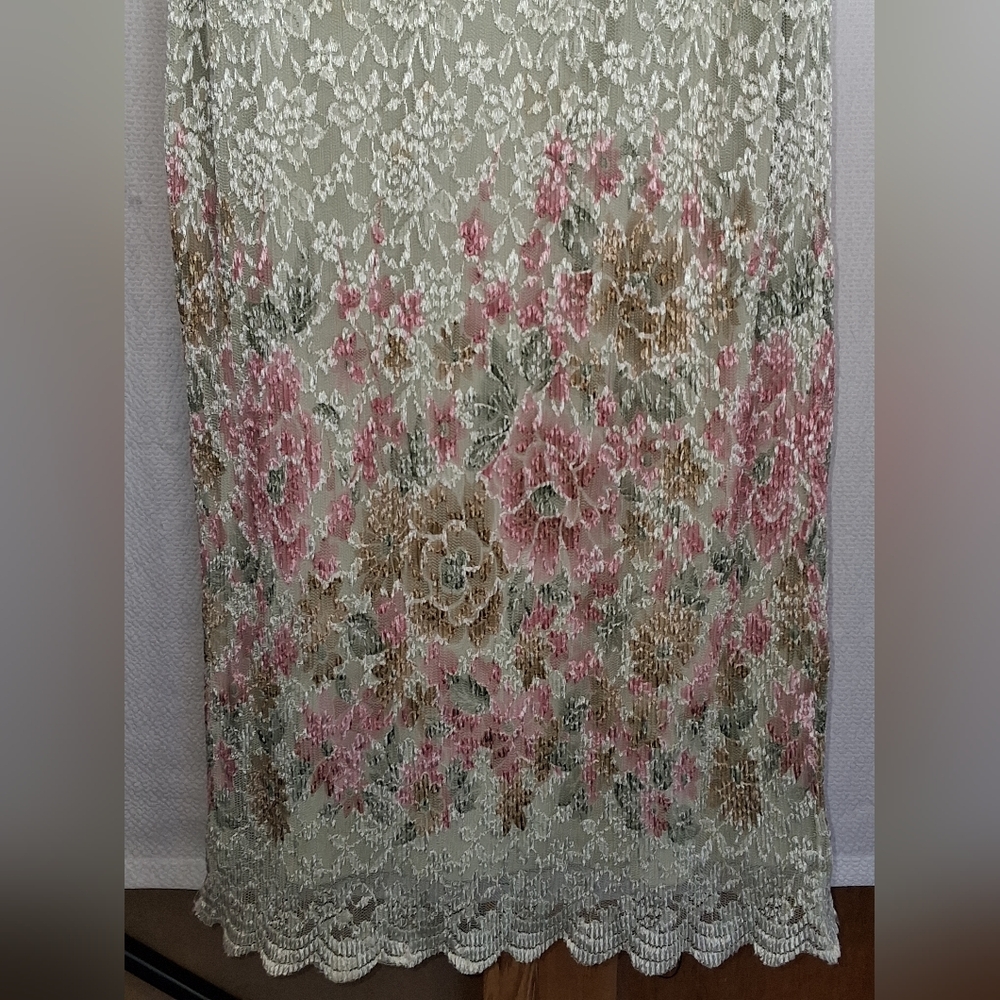 Vintage Easter Full Lace Detailed Elegant Floral Wedding Scalloped  Dress Small - Picture 10 of 12